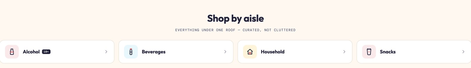 Shop by aisle cards